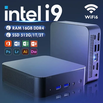 Gaming Mini PC Windows 11 Pro Intel Core i9 8950HK 16GB DDR4 1TB SSD WiFi6 M.2 UHD Graphics 1000Mbps Portable Mini PC Desktop 1