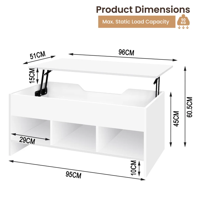 Tavolino Da Salotto YITAHOME Regolabile - Con LED A 16 Colori E 2 Cassetti, Bianco Lucido