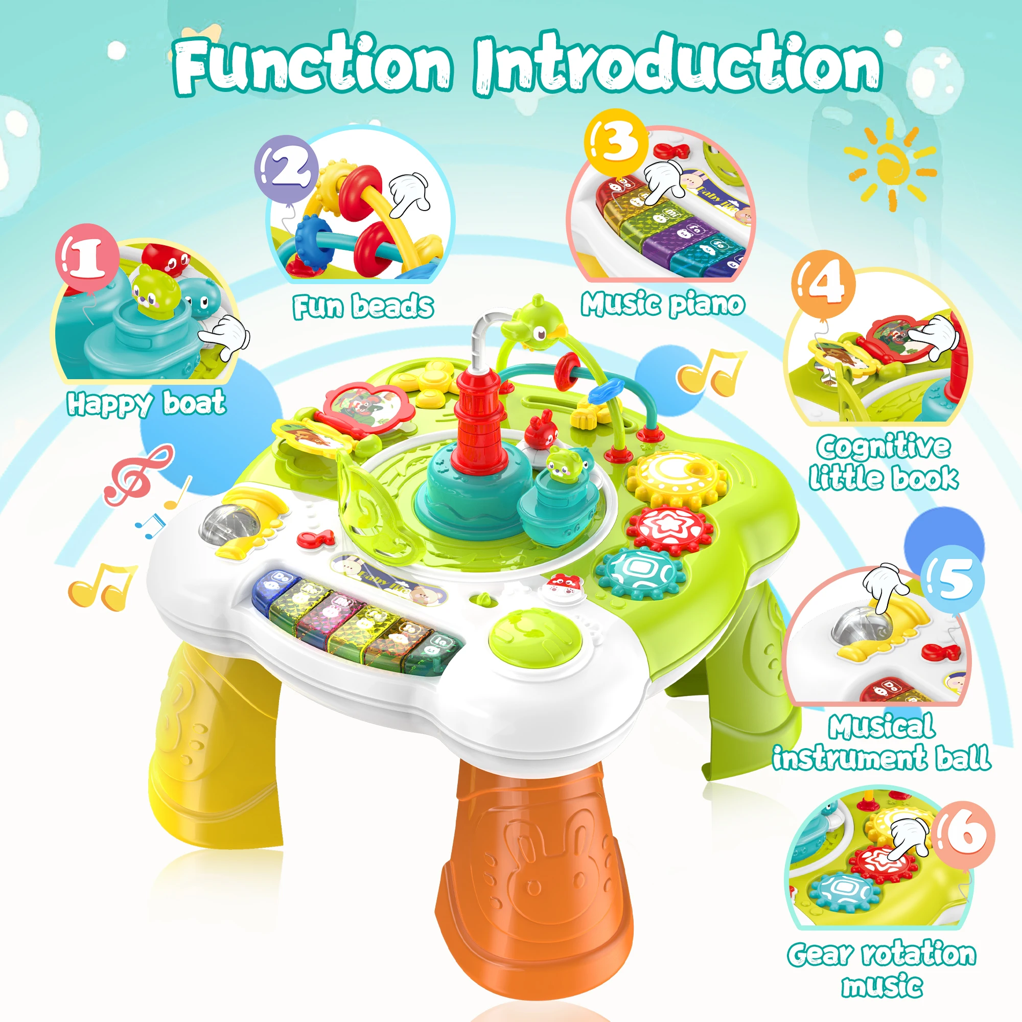 Interactive Toddler Musical Activity Table - Piano, Lights & Learning - View 3