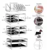 Set of 4 clear stackable organizers. 11 drawers total for cosmetics or skincare. Vanity-friendly design. 2