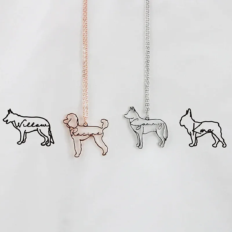 Customized Pet Shape Name Pendant Stainless Steel Necklaces For Women Personalized Cat Necklace Animal Memorial For Pet Lover hf 828 v top operation table animal surgical operating table vet instrument stainless steel material factory veterinary