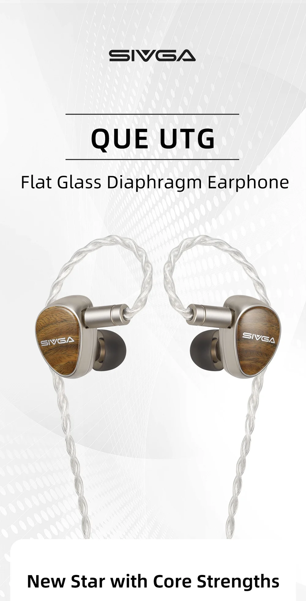 Sivga Que UTG Flachglasmembran, dynamischer Treiber, In-Ear-Kopfhörer, grünes Sandelholz, HiFi-IEMs mit austauschbarem Steckerkabel – Detail 1