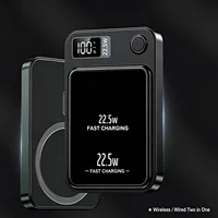 Runde magnetische kabellose Powerbank 10000 mAh, tragbare externe Akku mit superschnelles Aufladen, passend für iPhone Samsung Huawei, Farben Schwarz Lila Weiß 1
