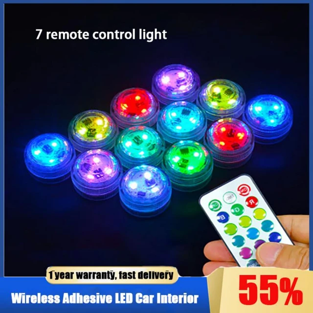 Drahtlose Kleber bunte LED Auto Innen beleuchtung Fernbedienung Dekoration  Auto Dach Fuß Atmosphäre Lampe Diamant Tauch licht - AliExpress