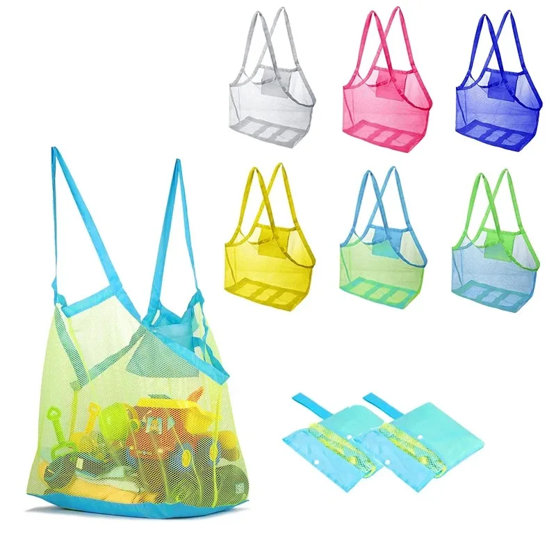 

1-2Pcs Outdoor Beach Bag Portable Mesh Bag Storage Organizer Handbag Large Foldable Pouch Travel Cloth Toy Home Organization