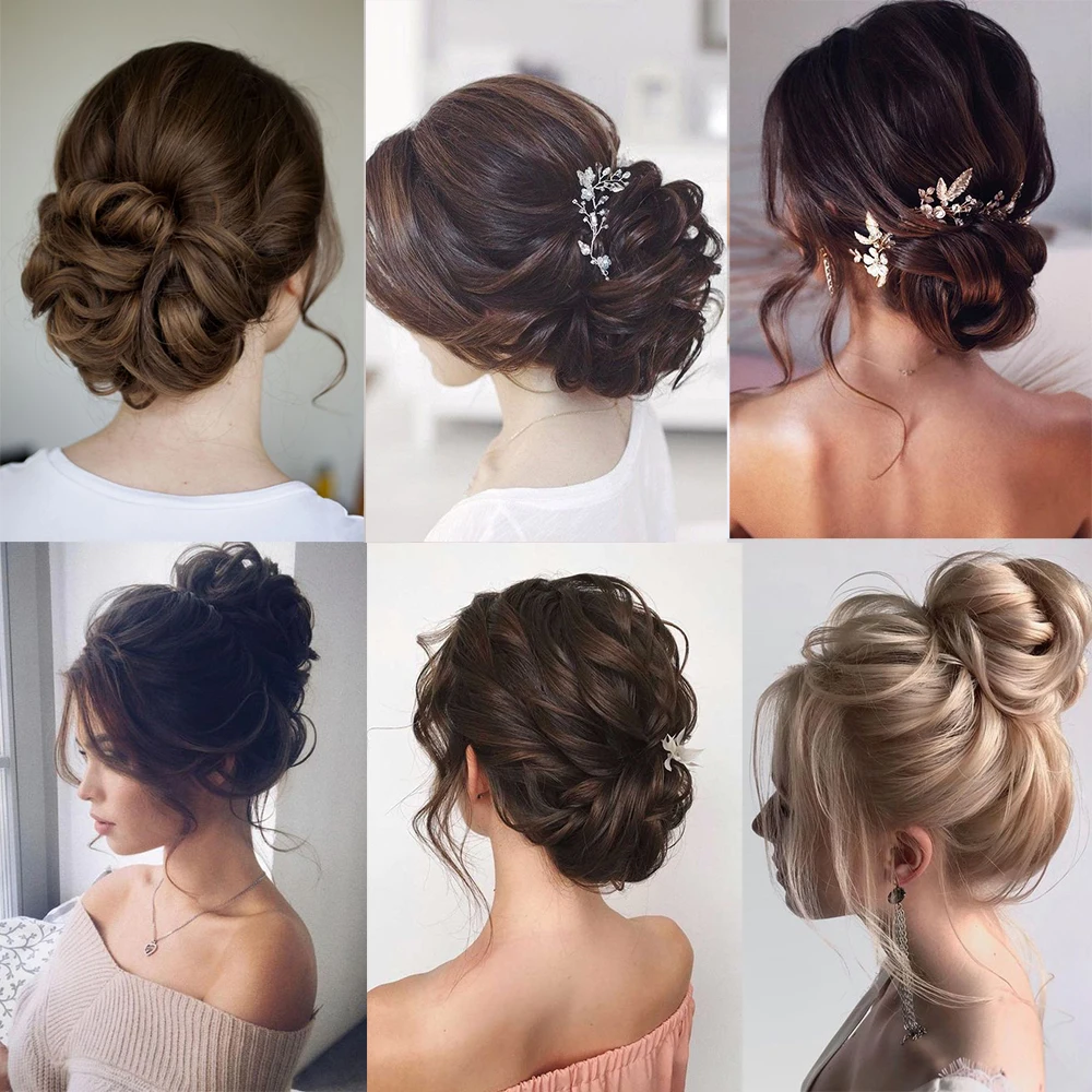 Hair Bun Extensions Synthetic Hair Bun Wig Donut Wavy Elastic Rubber Scrunchie Hair Pieces Ladies Extension Curly Wrap