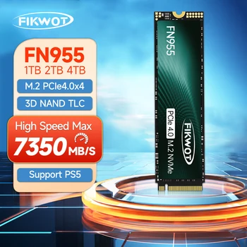 Fikwot NVMe 1.4 내장 솔리드 스테이트 드라이브 SSD, PS5 노트북 데스크탑 PC용, FN955 SSD 디스크, 7350 MB/s, 1TB, 2TB, 4TB, PCIe4.0 x 4, M.2 2280