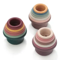 Baby Bath Toys Stacking Cup Toys Colorful Early Educational Intelligence Gift Boat-shaped Stacked Cup Folding Tower Toys 1