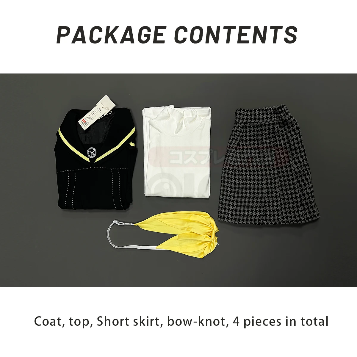 Women Cosplay Costume Kujikawa Rise Cosplay Costume Embroidery School Badge Suit Plaid Pattern Skirt White Shirt Yellow Tie
