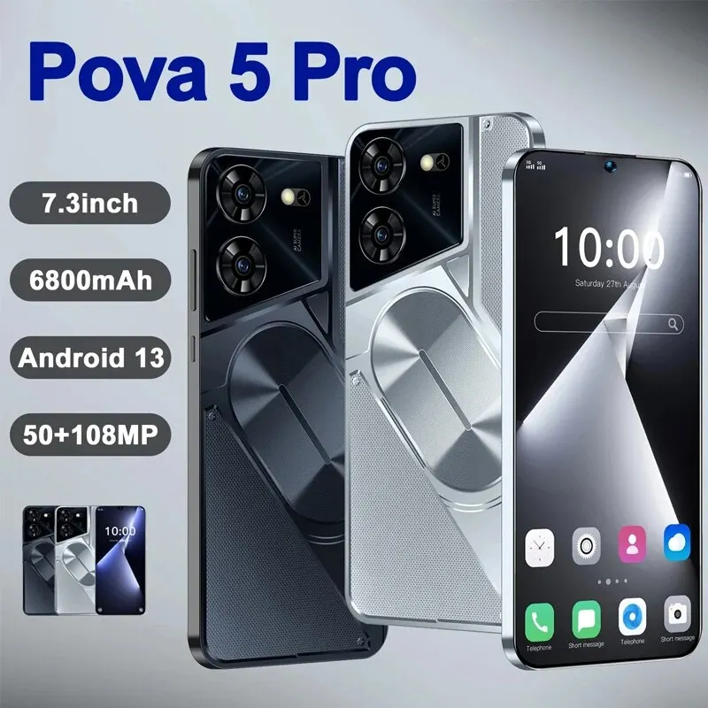 포바 5 프로 스마트폰, 7.3HD 스크린, 16G + 1T 6800Mah, 50MP + 108MP, 안드로이드 13 셀룰라 듀얼 심, 페이스 언락, 5G 오리지널 휴대폰