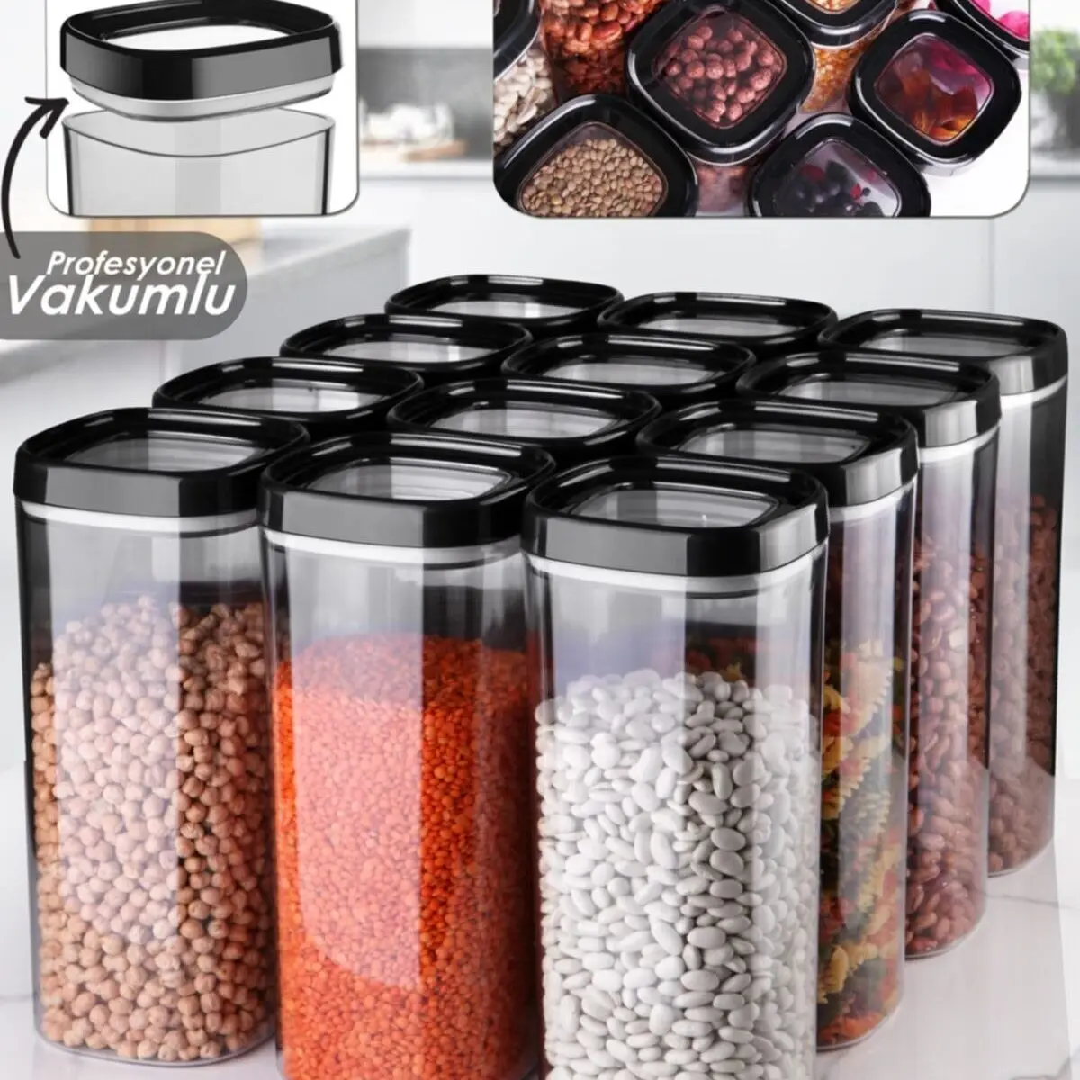 12PCsJumboSizeFoodStorageContainerSet1800MlProfessional