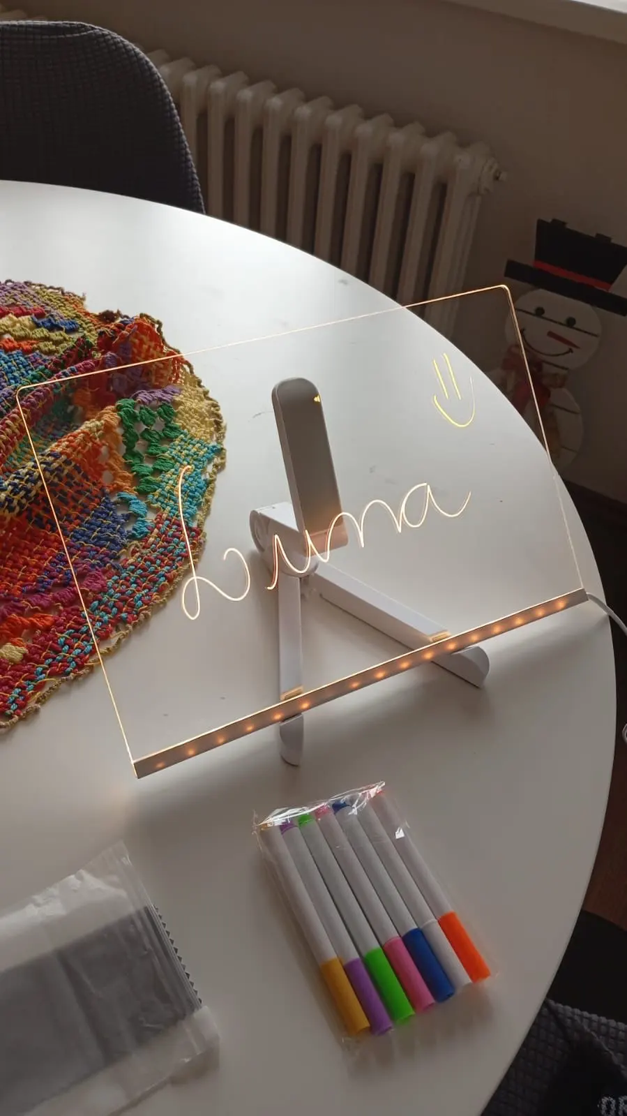 Glowing LED Drawing Board Lamp Transparent Acrylic Message Note Board Erasable Memo USB Night Light Birthday Christmas Gifts