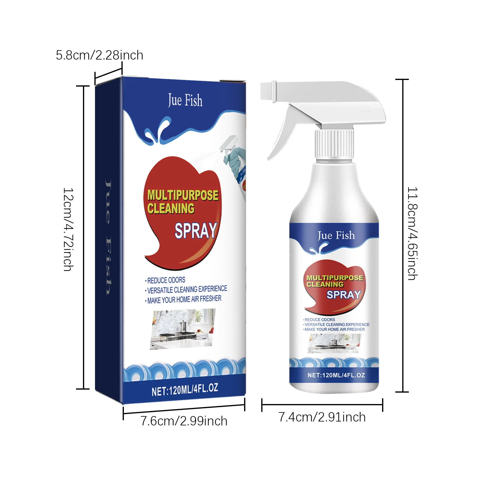 Jue-Fish 120ml Oil Stain Cleaning Spray Degreaser Foam Clean Stove Oven Range Hood Cleaning Agent Kitchen Grease Bubble Cleaner