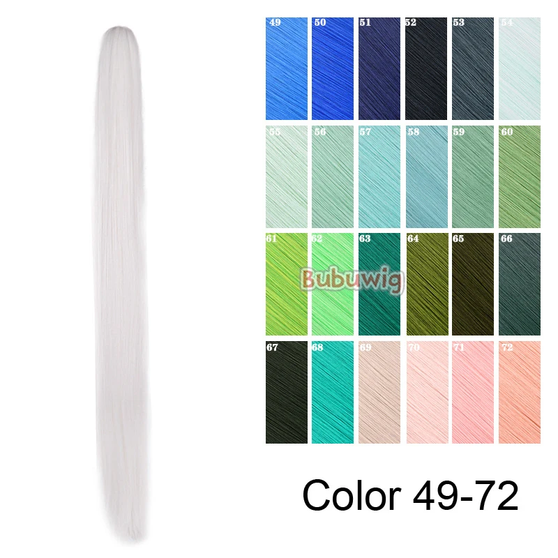 Bubuwig 합성 머리 30cm 60cm 90cm 싱글 포니테일 코스프레 가발 100 색상 퓨어 컬러 패션 애니메이션 포니테일 내열성