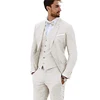 New Design Linen Suit for Men 3 Pieces Formal Wedding Prom Set Slim Fit Jacket Groom Best Man Tuxedo Costume Homme Suit 3