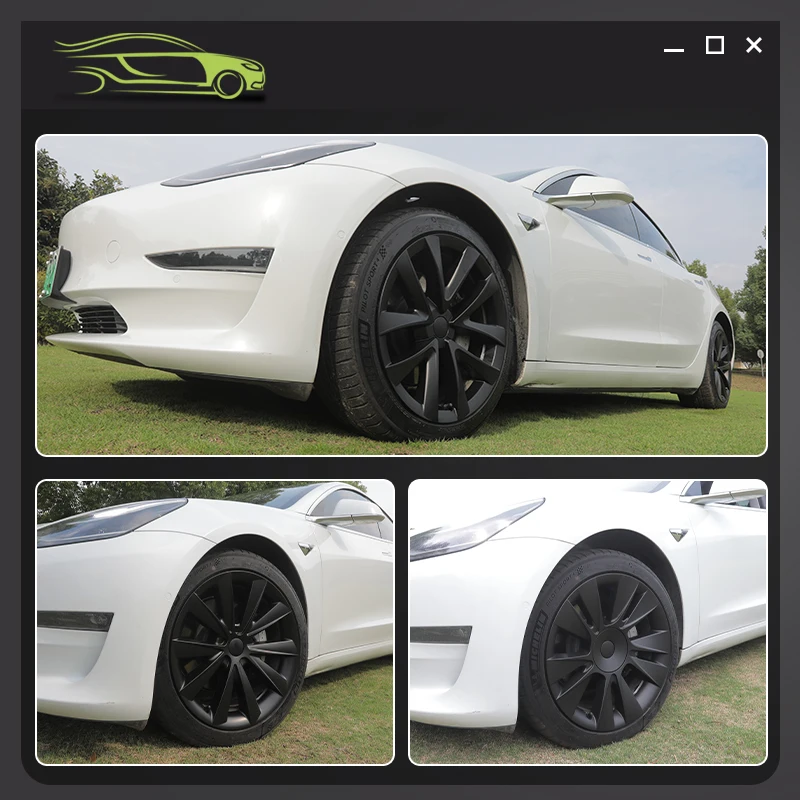 Wheel Hub Covers 4PCS For Tesla Model 3 18 Inch Arachnid Rim Hubcaps Car Protection