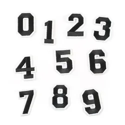 Multicolor Number and Letter Fabric Embroidery Iron - On Patches (Black 0 - 9)