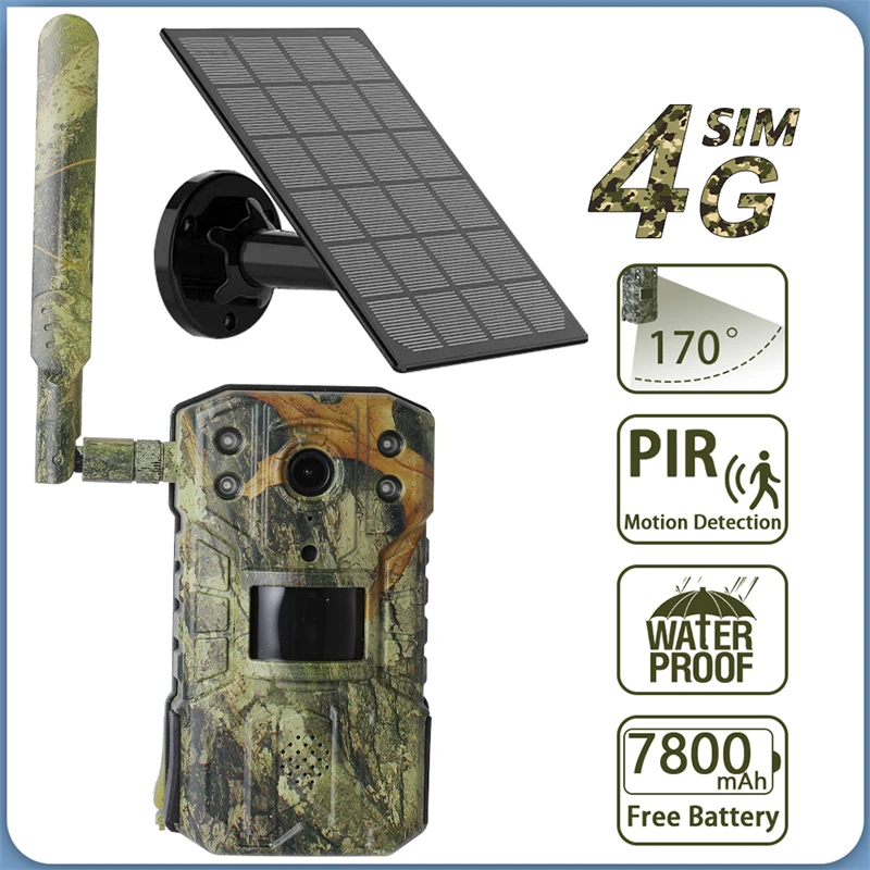 4MP4GSIMCardSolarHuntingTrailCameraWaterproof20MPIRMotionDetectionWildlifeTracking