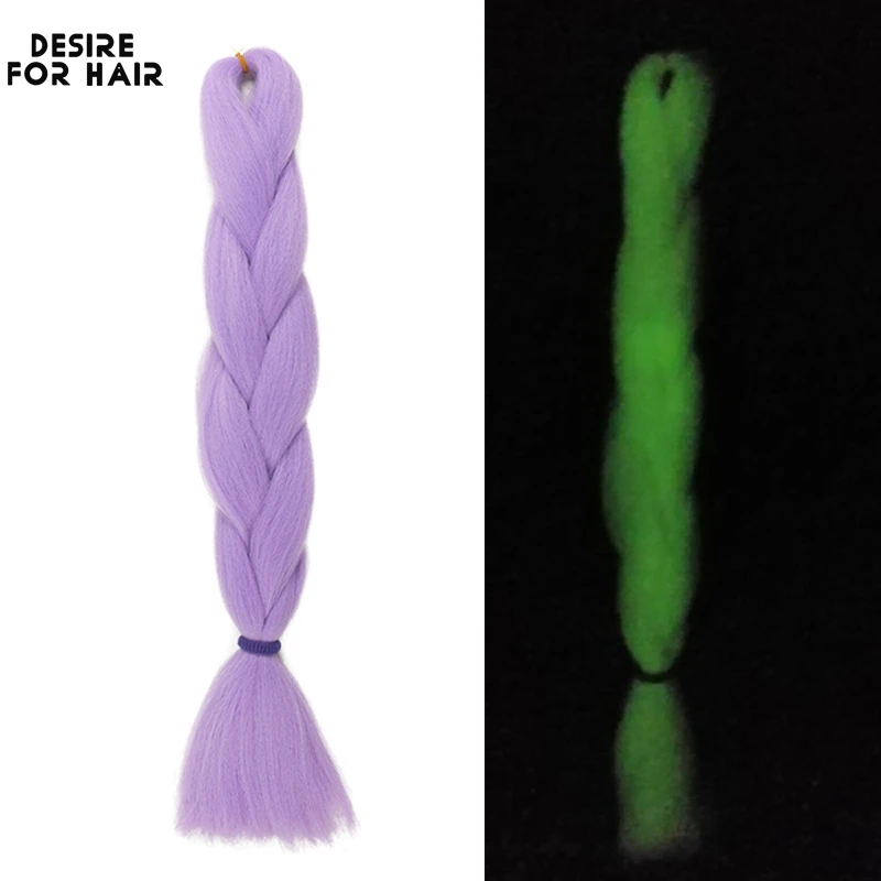 Desire for hair 24 inch glowing hair in darkness synthetic lightenning jumbo braiding extensions braided braids