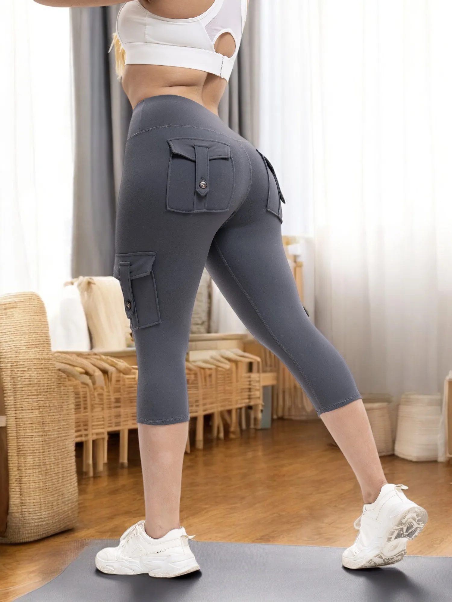 Gym Clothes Woman 4 Pockets Quick Drying Tummy Control Stretchy Women Sports Leggings Running Squat Pilates Yoga Tights