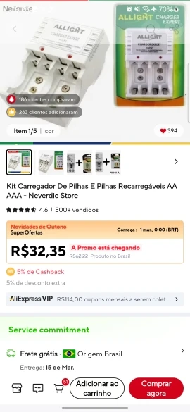 Kit Carregador De Pilhas E Pilhas Recarregáveis AA AAA - Neverdie Store photo review