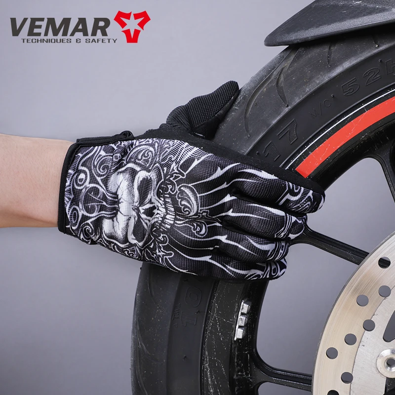 Vemar Summer Motorcycle Gloves Men Skull Mesh Moto Gloves Motorcyclist Touch Screen Biker guantes moto Black VE-203 motorcycle gloves