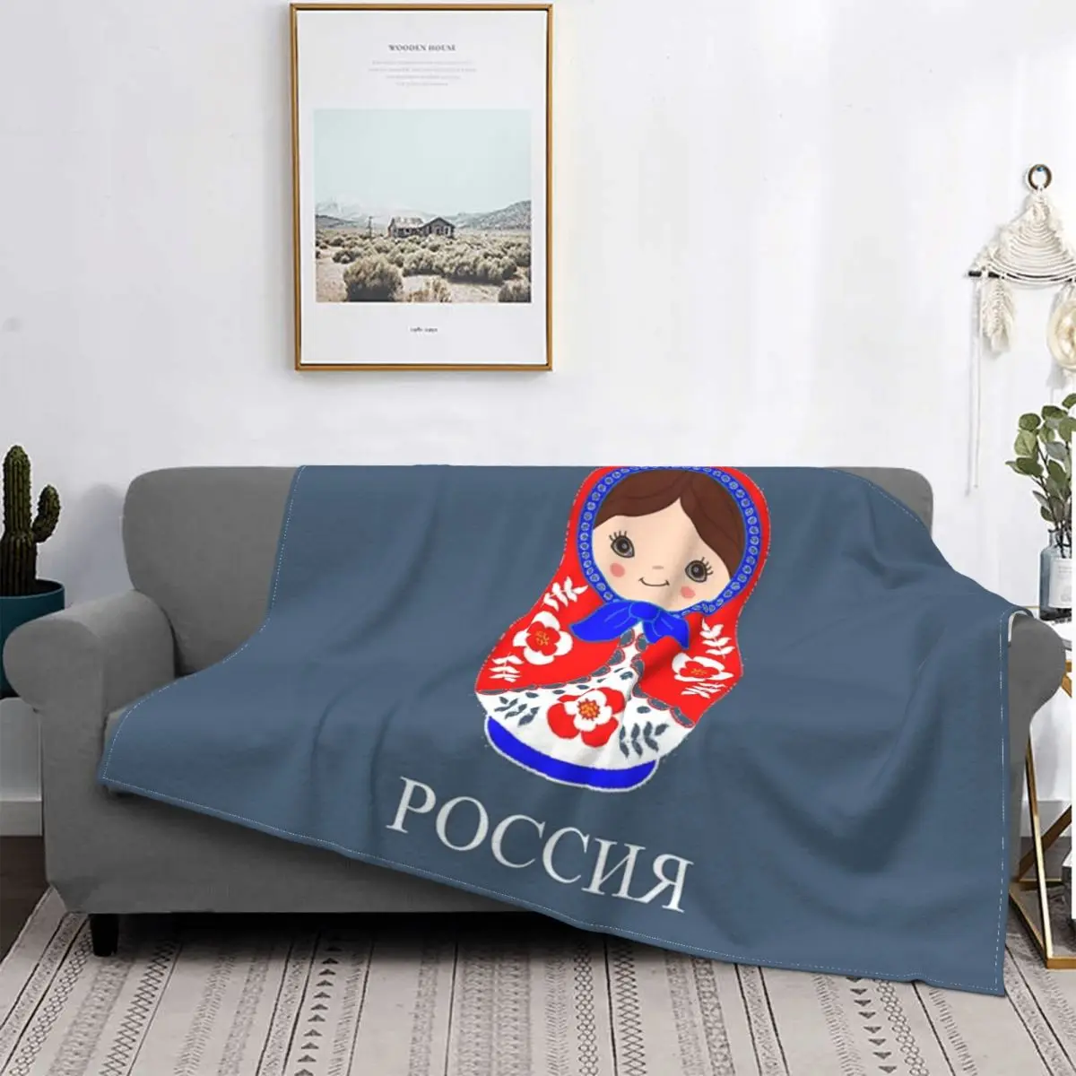 

Russian Babushka Nesting Doll 3D Printed Blankets Russia Matryoshka Gift Warm Flannel Throw Blanket for Bed Travel Rug Piece