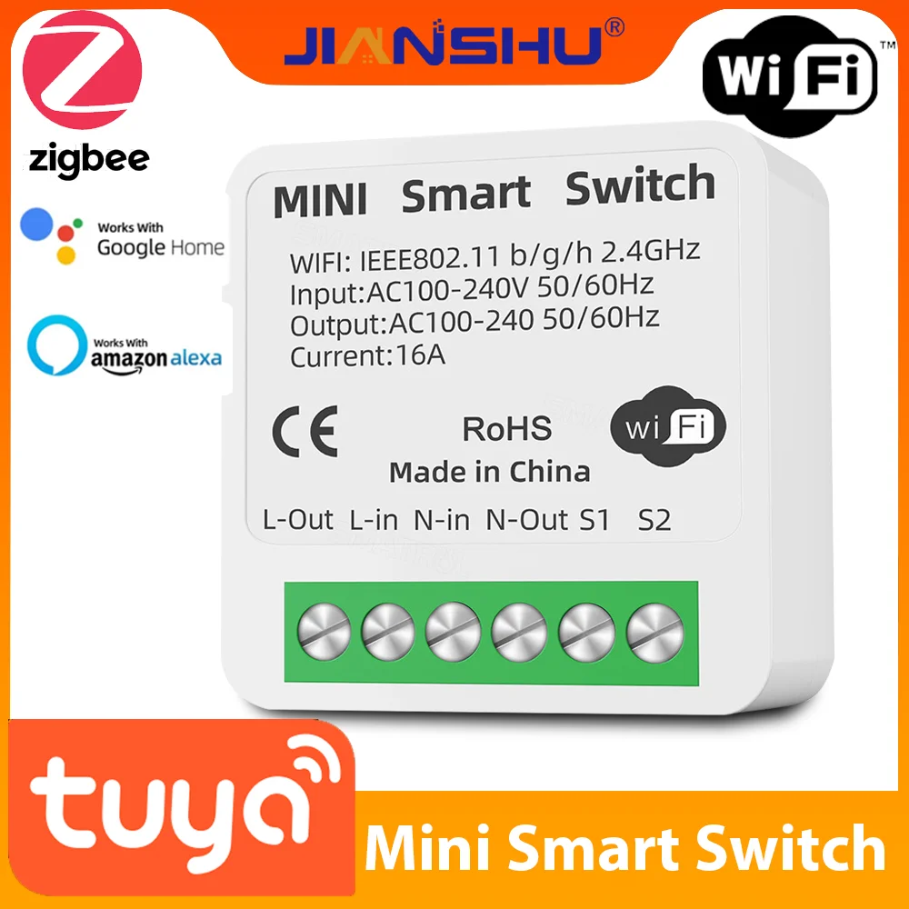 Jinashu Interuptor Inteligentes Wifi Mini Alexa Interruptor Zigbee Switch  16A Tuya Smart Switch Relay 2 Way Circuit Breakers - AliExpress