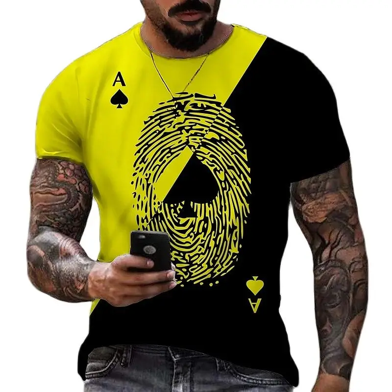 

2023 Fashion Hip Hop Playing Cards Pattern Men t-shirt Summer Casual Interesting Poker Graphic t shirts O-Neck 3D Print T-shirt