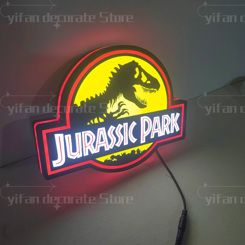 Jurassic Park Dominion Logo Led Nightlight Gift Stampa 3D The Lost World Lightbox Decorazione Da Parete Personalizzata Per Bambini Giochi Illuminati