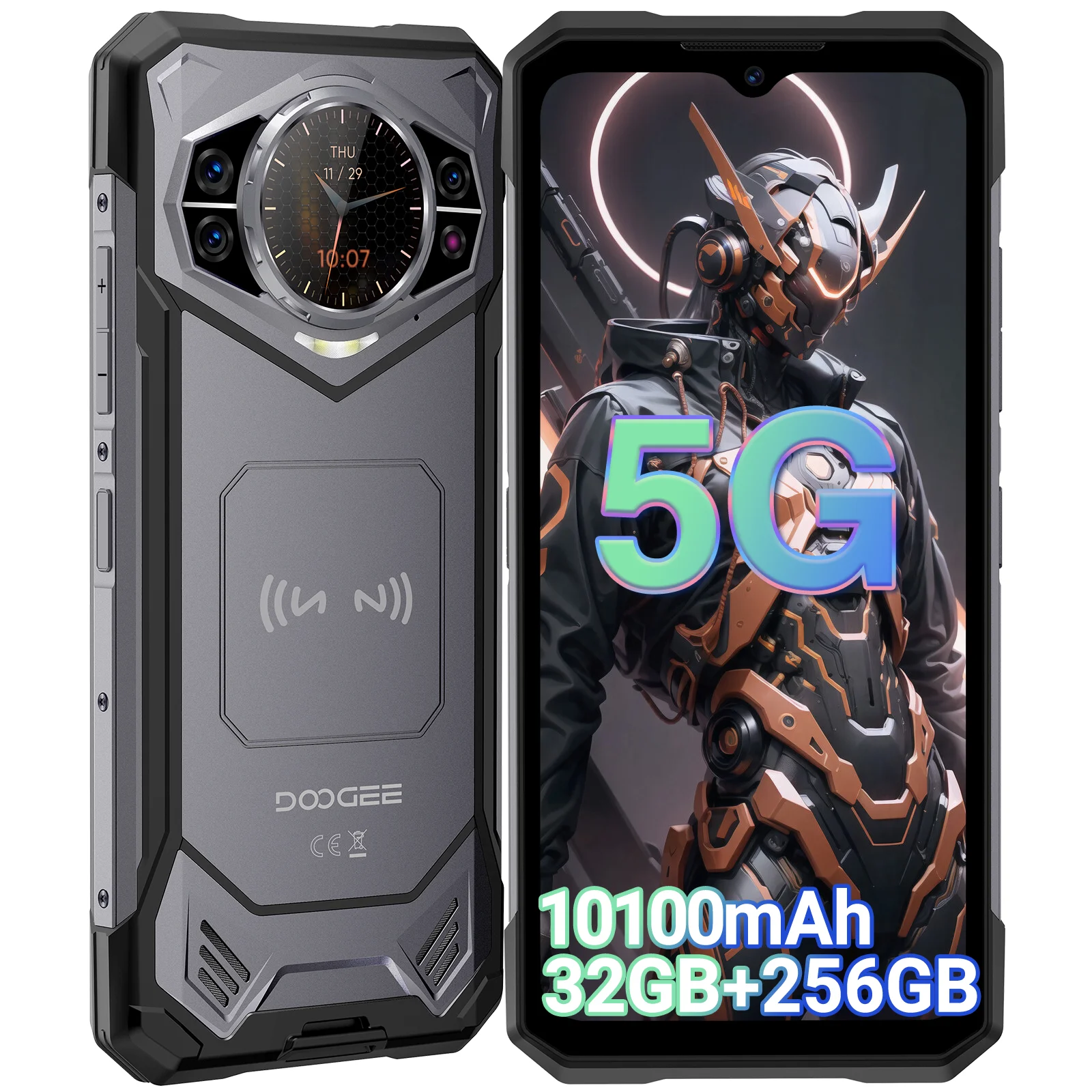 Versione globale DOOGEE S200 Telefono robusto 5G Display da 6,72" 120Hz 12GB 256GB 100MP AI Fotocamera principale Batteria da 10100mAh Smartphone NFC