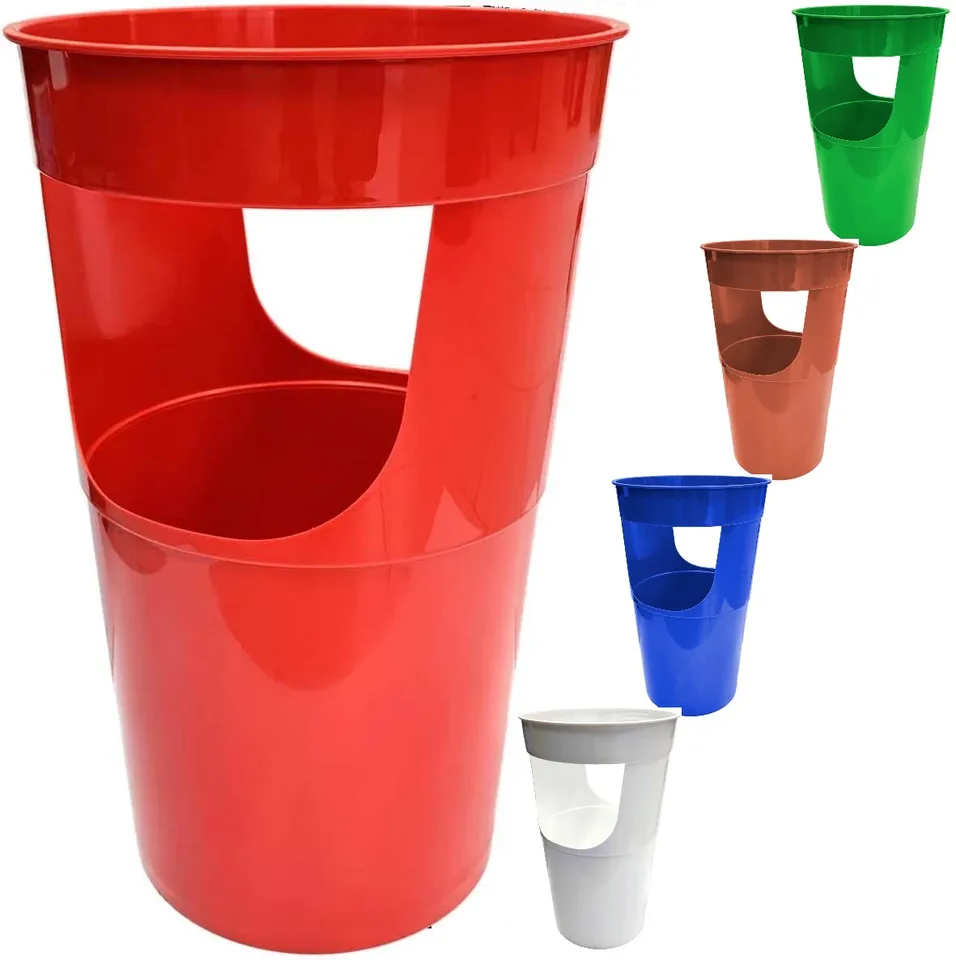 Portaombrelli In Plastica Rotondo 45x27 Cm - Marrone, Pratico E Resistente Per Casa, Ufficio E Spazi Commerciali