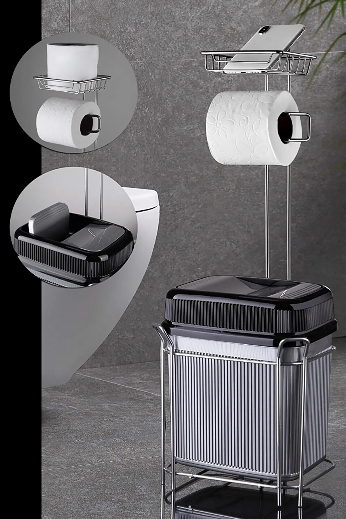

Избыточный держатель туалетной бумаги и угловая серая мусорная корзина дизайн для украшения дома практичные аксессуары для ванной комнаты туалетная бумага 61x20 см