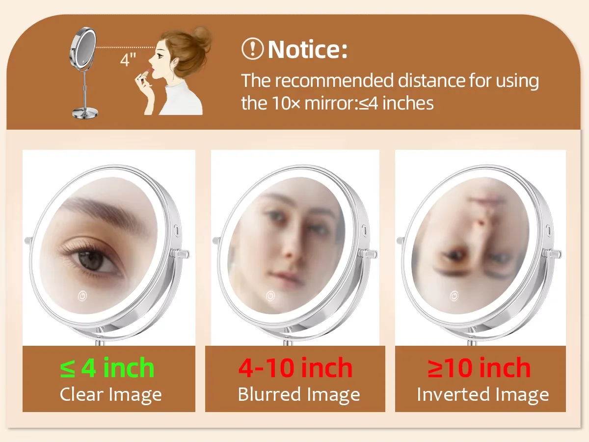 Lighted Makeup Mirror 1x To 10x Magnification Tabletop Vanity - Image 7