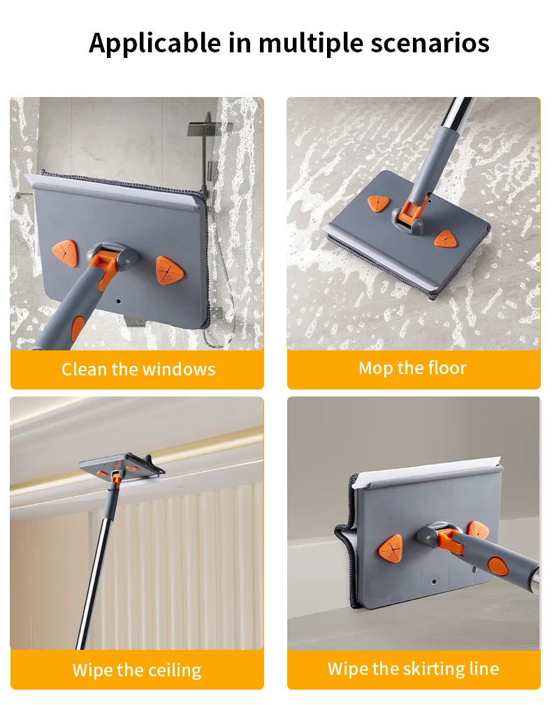 Triangle Microfiber Wall Cleaning Mop With Long Handle Adjustable Dry And Wet Dust Mop For Floor Ceiling Window Wall Cleaning_voghion.com
