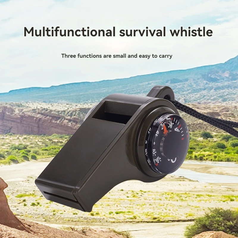 Outdoor multi-function three-in-one whistle life-saving whistle with compass thermometer competition referee