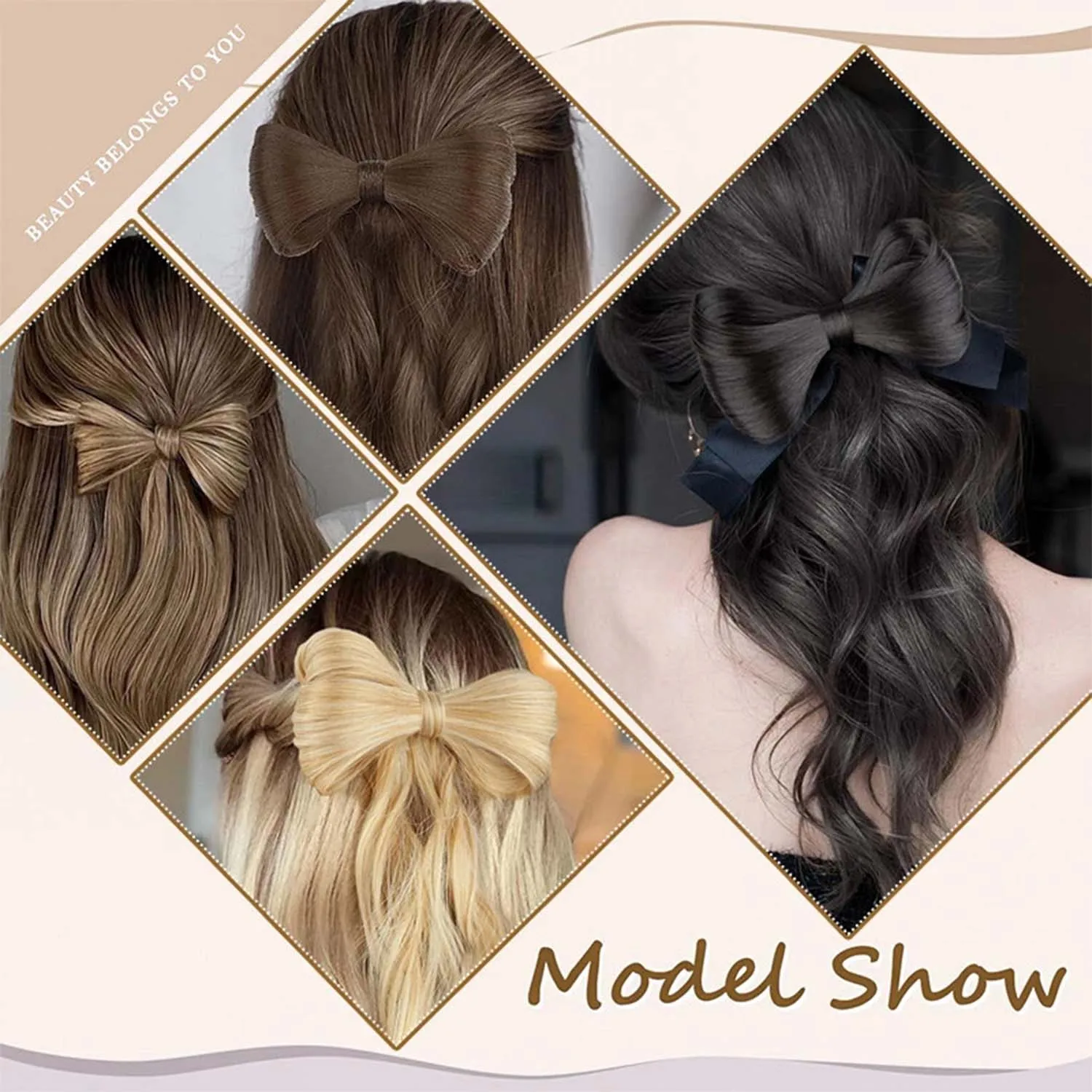 Bowknot Hair Bun 합성 블랙 브라운 블론드 클램프 클립 Bowknot 포니테일 헤어 익스텐션 우아하고 자연스러운 헤어 액세서리