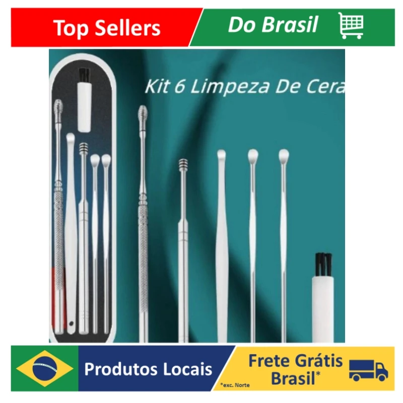 Kit 6 pièces de nettoyage de cire, dissolvant de cire d'oreille, nettoyant pour oreilles