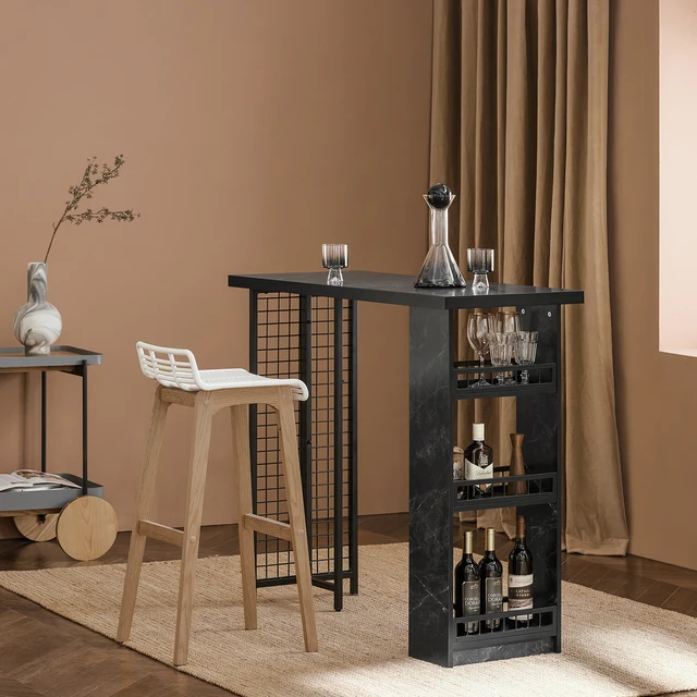 SoBuy FWT100-SCH Tavolo da bar tavolo da pranzo tavolo da balcone tavolo da cucina Tavolo da bistrot bancone bar Tavolo da balcone tavolino Nero 3