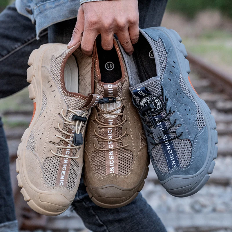 Scarpe antinfortunistiche Uomo Punta in acciaio Scarpe da lavoro leggere  Scarpe da lavoro protettive traspiranti Stivali industriali da lavoro