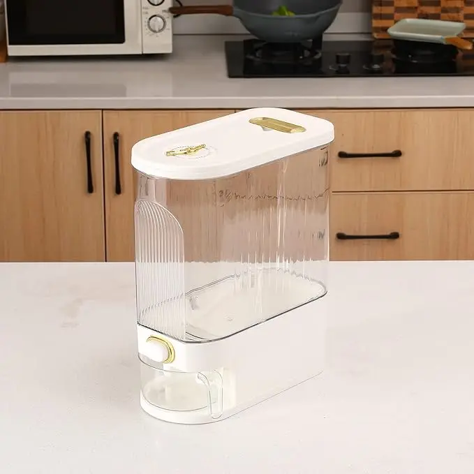 Clear Airtight Rice Dispenser - Large Capacity with Measuring Scale & Moisture-Proof Lid (For Grains/Coffee/Beans) 3