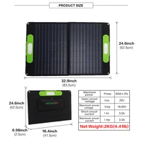 Panneau solaire pliable 60W avec USB-C, USB-A, DC, 18V, chargeur solaire portable efficace, étanche pour téléphone portable, batterie externe, extérieur, camping, camping-car, fourgonnette 2