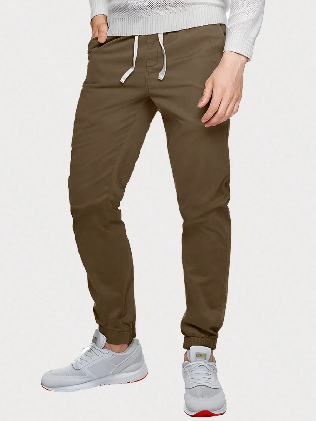 "Men's Elastic Waist Drawstring Jogger Pants with Elastic Cuffs 6