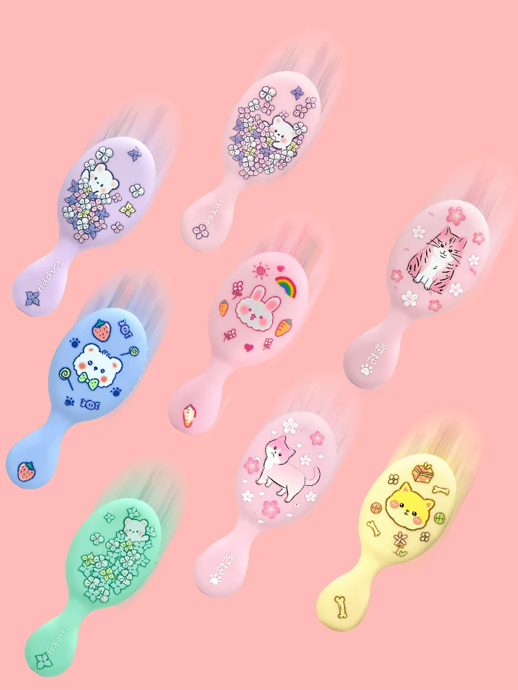 Children Cartoon Massager Paddle Cushion Hair Brush Cartoon Comb Anti-detangle Comb Children's Cute Hairdressing Smooth Hair Comb Curly Hair Brush Hair Styling Tools Hair Brush Comb Hair Comb Set Baby Care Set
