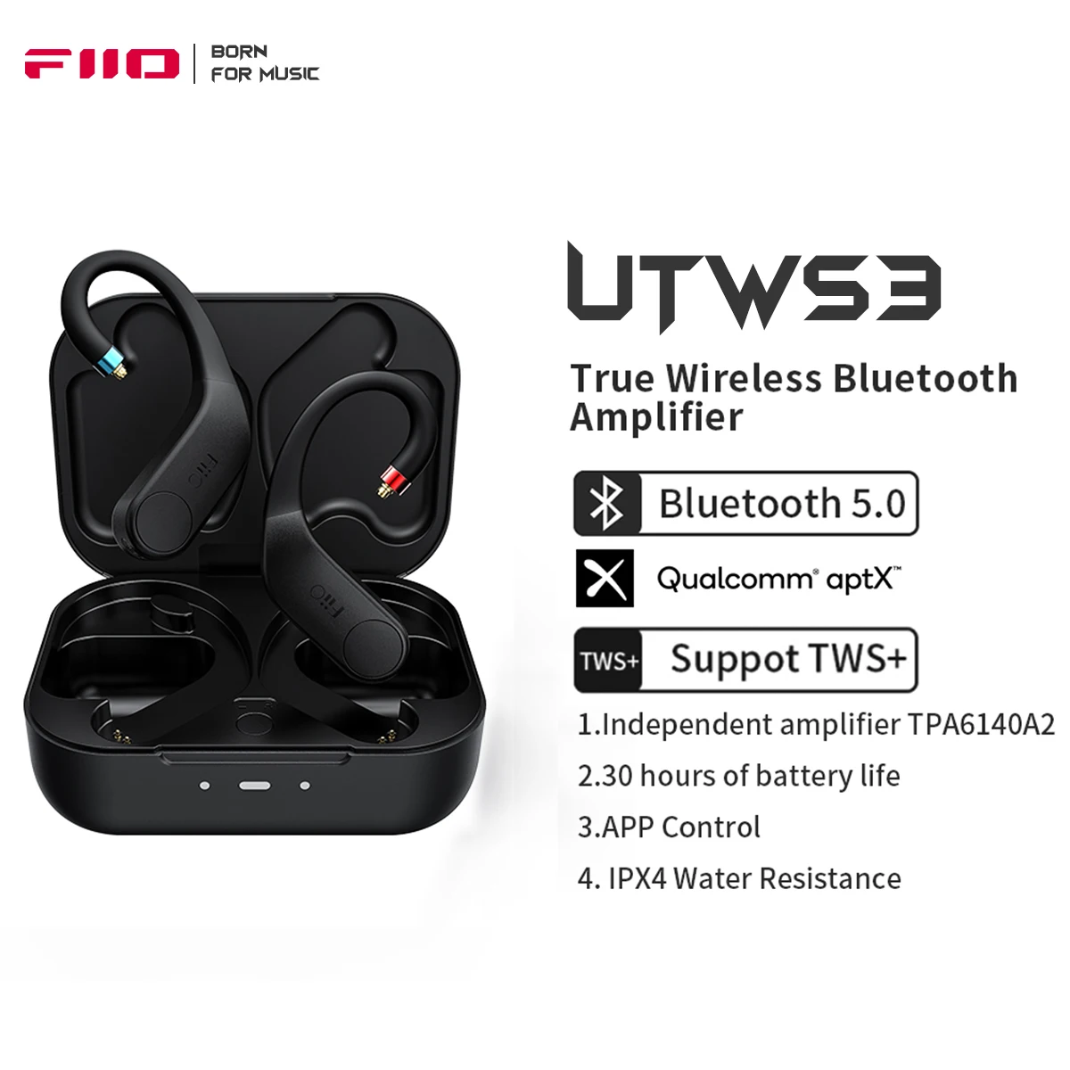FiiO UTWS3 Bluetooth V5.0 aptX/TWS + Earbuds Hook MMCX/0.78mm Connector