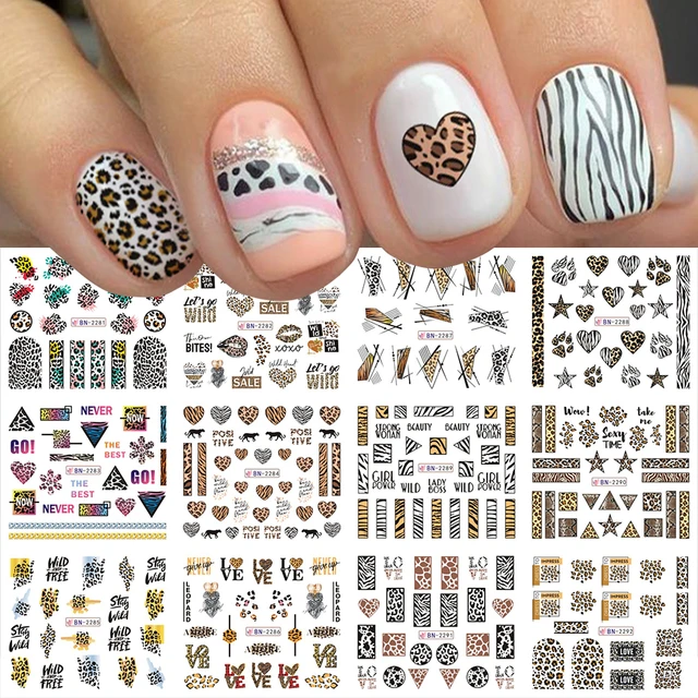 New Leopard Print Stickers For Nails Wild Animal Texture Cute Cows