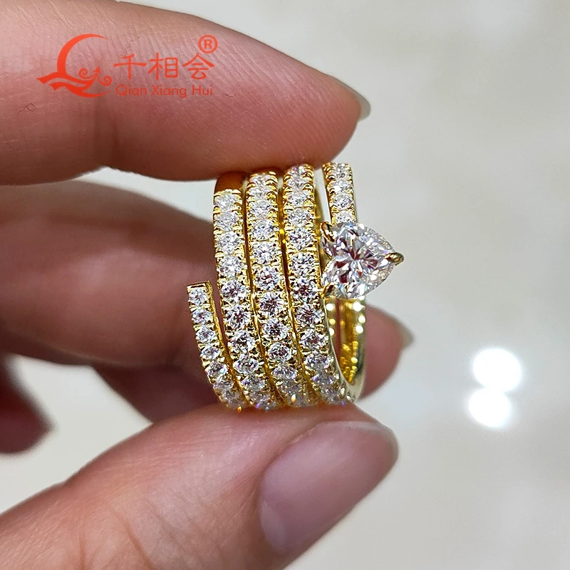 5.5mm heart shape snake ring white  Moissanite half  Eternity Ring Band 925 Sterling Silver Diamond Engagement datting Jewelry gz zongfa pure 925 sterling silve dangling heart ring for women 1ct created ruby charm eternity wedding ring fine jewelry