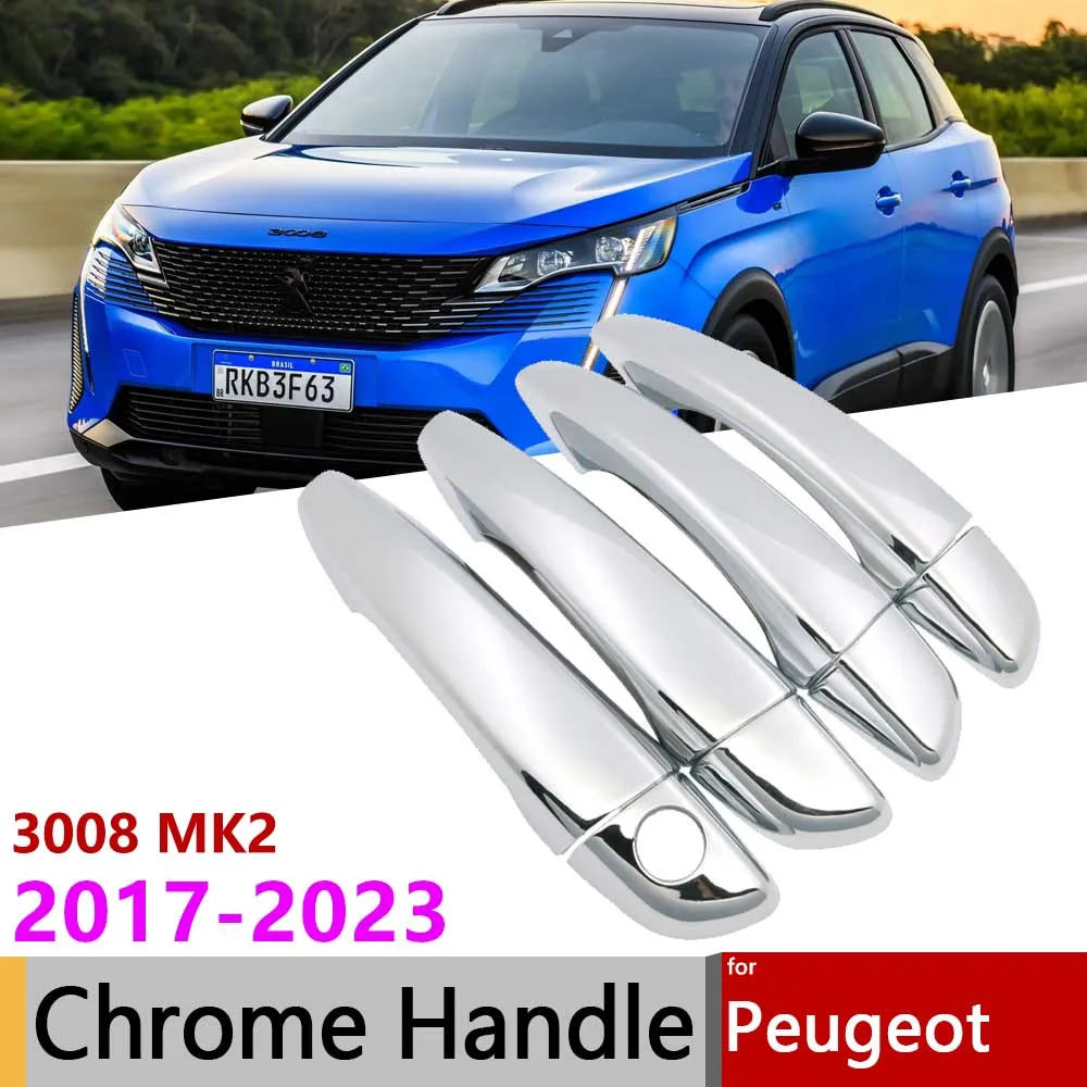 Auto Chrom Türgriff Abdeckung Trim Set für Peugeot 3008 MK2 P84E