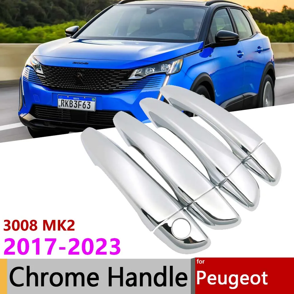 Car Chrome Door Handle Cover Trim Set for Peugeot 3008 MK2 P84E 2017~2023 Auto  Luxuriou Chrome Exterior Accessories 2nd Gen 2022 - AliExpress