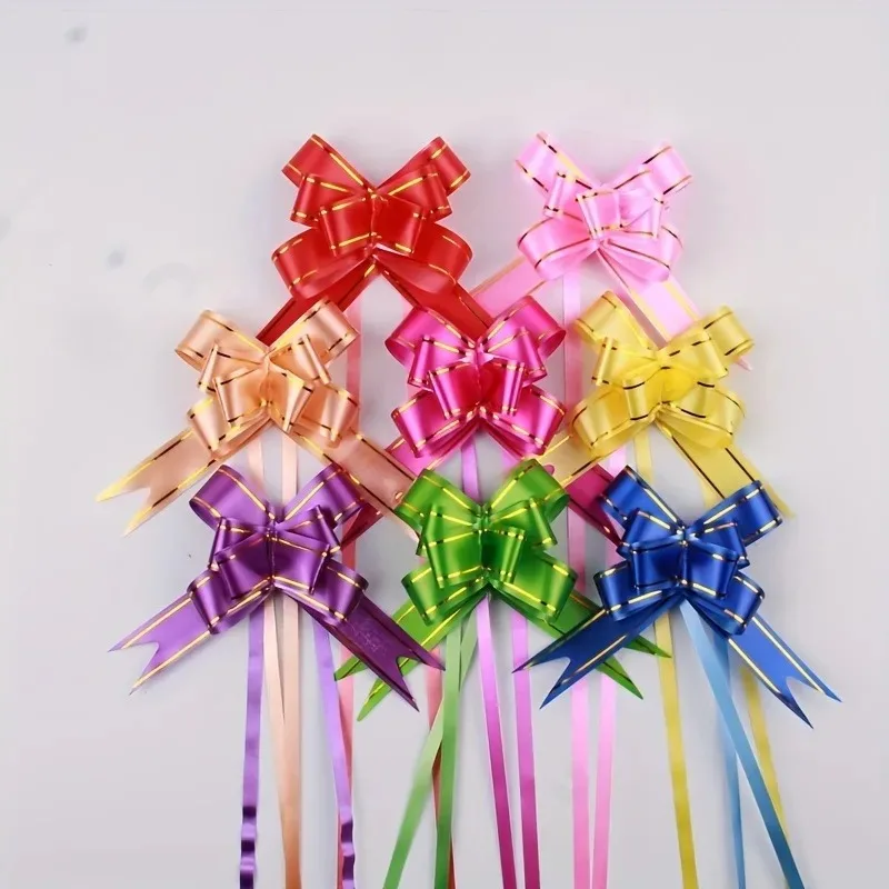100pcs Party Wedding Christmas Tree Hanging Decorated Ribbon Bow Bag Gift Wrapping & Decorat Bow Knot Ribbon Butterfly Pull Bow